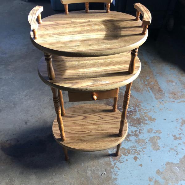 Photo of Light Colored “Wood” Three-Tier Side Table