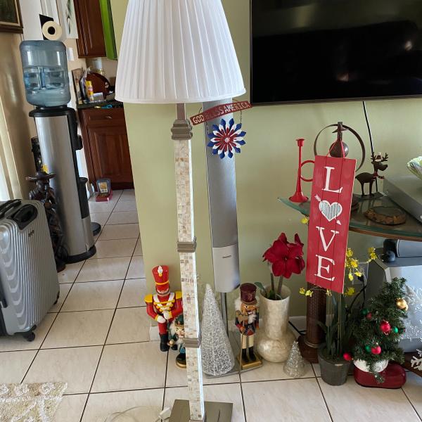 Photo of Floor Lamp ,Trellis, Corningware, Speakers, End table, Totem Pole 