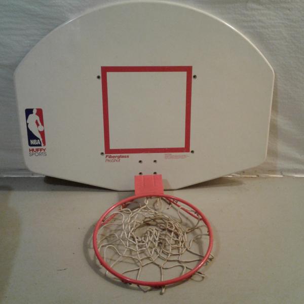 Photo of Basketball. Backboard.  And hoop