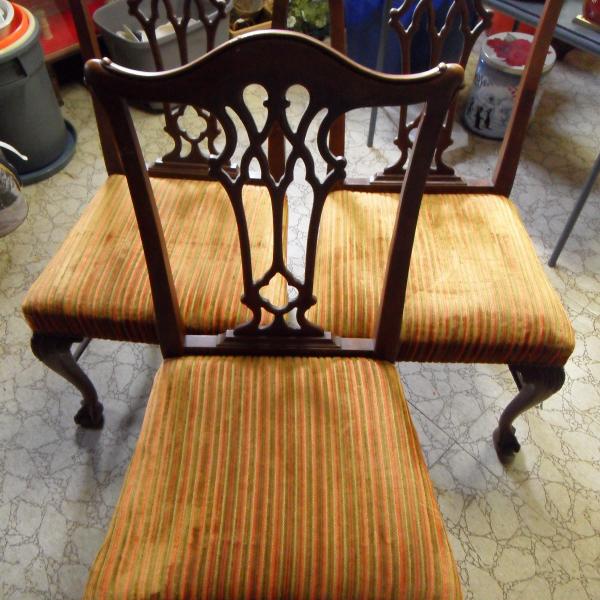 Photo of 3 ANTIQUE CHIPPENDALE CHAIRS 