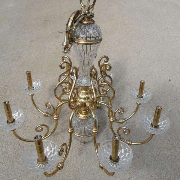 Photo of LARGE GLASS & BRASS  CHANDELIER