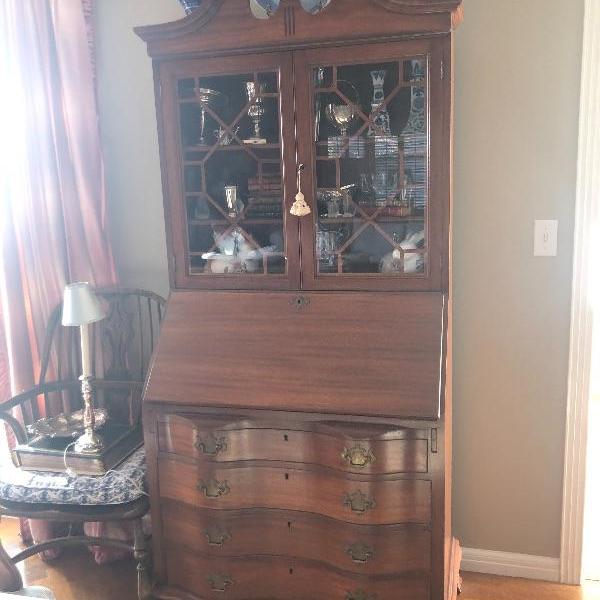 Photo of AMAZING DROP FRONT ANTIQUE SECRETARY DESK WITH BOOKCASE!