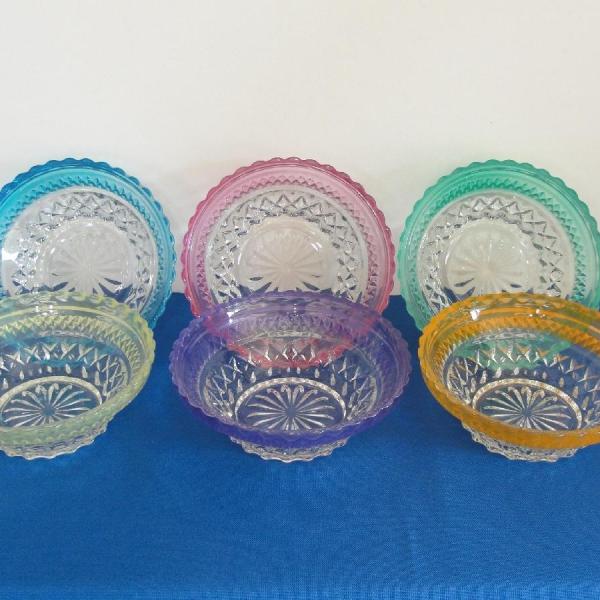 Photo of 6 Fired On Color Bowls Depression Style Glass Bowls