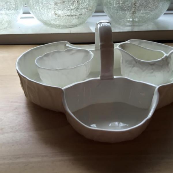 Photo of Wedgewood 3  pc desert strawberry tray w/creamer, sugar bowl made in England