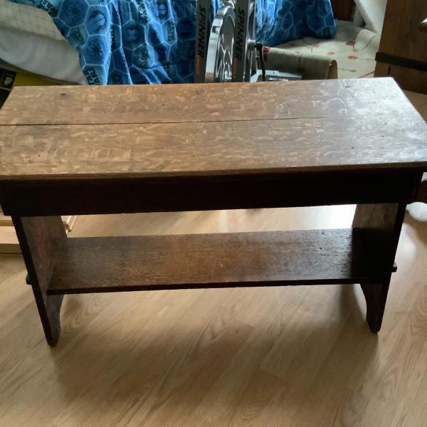 Photo of Antique arts and crafts tiger oak bench 
