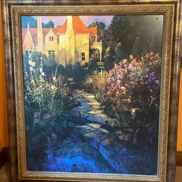 Photo of Large framed picture with house and gardens 