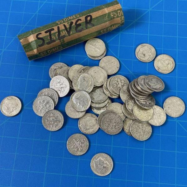 Photo of Lot #39 ONE Roll $5 Face Value of Silver Roosevelt Dimes