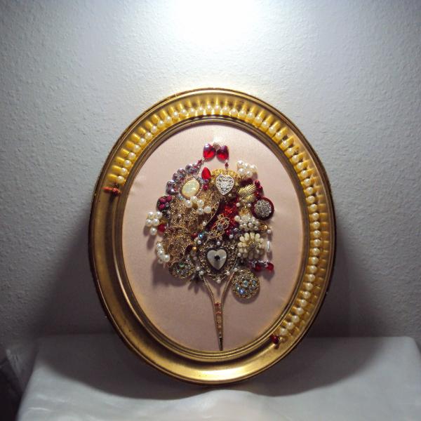 Photo of Valentine's Assemblage/ Altered Art Framed Jewelry Bouquet Handmade OOAK #780