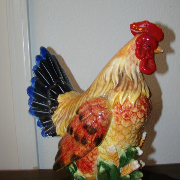 Photo of Hand Painted Colorful ceramic chicken rooster
