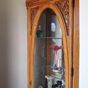 Photo of Carved Oak Curio Cabinet Beautiful
