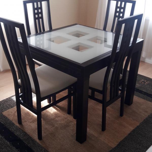 Photo of Scandinavian Design glass top table 4 chairs