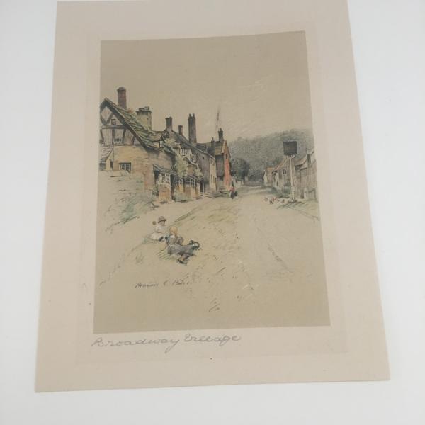 Photo of 2 MARJORIE C.BATES Colored PRINTS Signed  - Worcestershire/Broadway Village