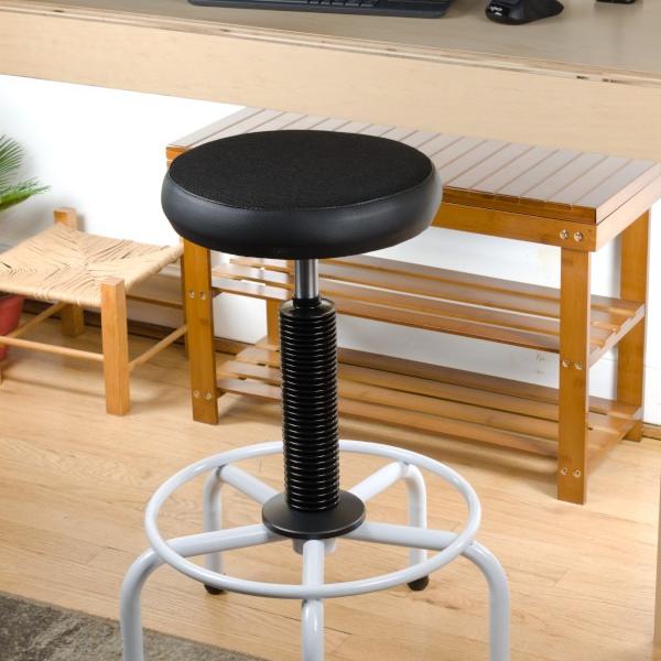 Photo of Adjustable Height Swivel Stool, Wood or Foam Seat 