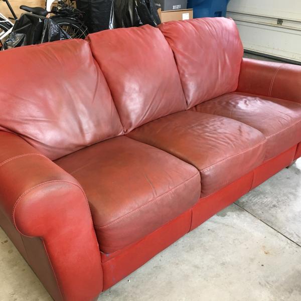 Photo of Weathered leather sofa sleeper.  FREE