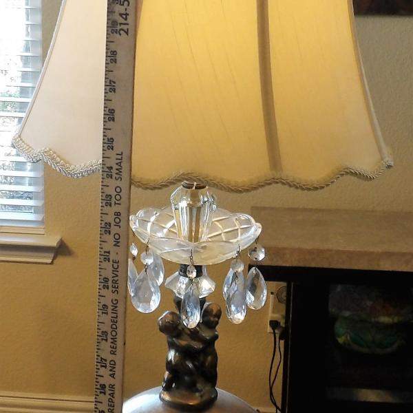 Photo of Vintage Globe Lamps w/ Cherub & Crystal Teardrops