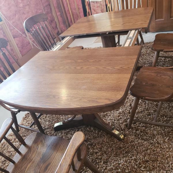 Photo of Solid Oak Dining Room Table & Chairs