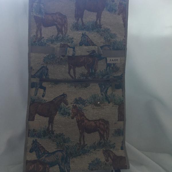 Photo of Tapestry Design Of Horses Portable Rolling Luggage Cart/Purse.