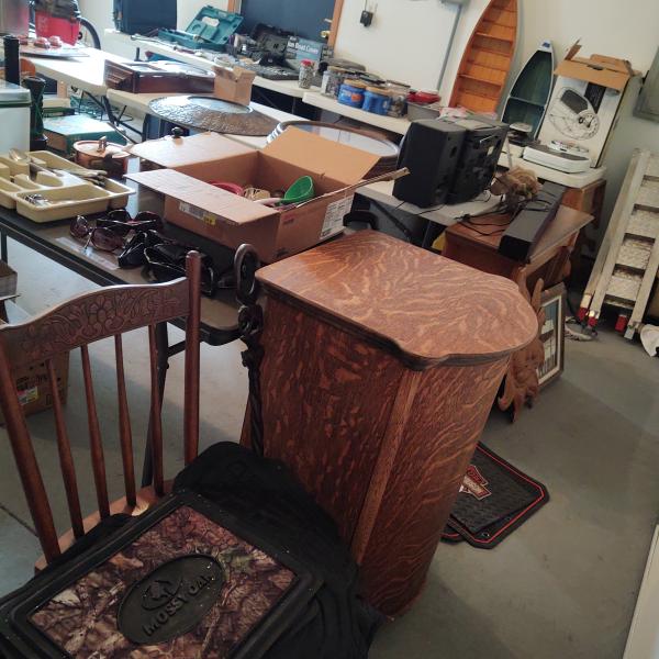 Photo of Tiger oak record cabinet
