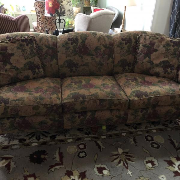 Photo of Victorian floral/fruit patterned sofa