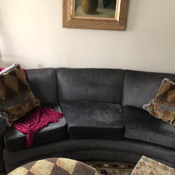 Photo of Unique Curved Sofa- Dark Charcoal Gray