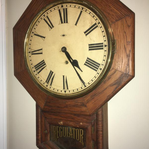 Photo of Antique Ansonia schoolhouse regulator clock