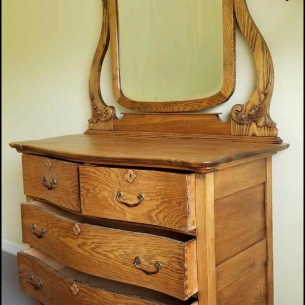 Photo of Antique Oak Dresser w/ mirror