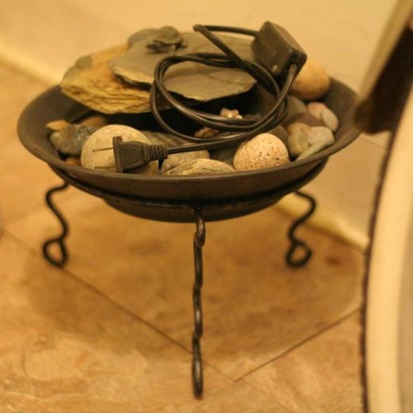 Photo of Black Stand Table Top Bowl Stand Electric Water Plug In Fountain Rocks 