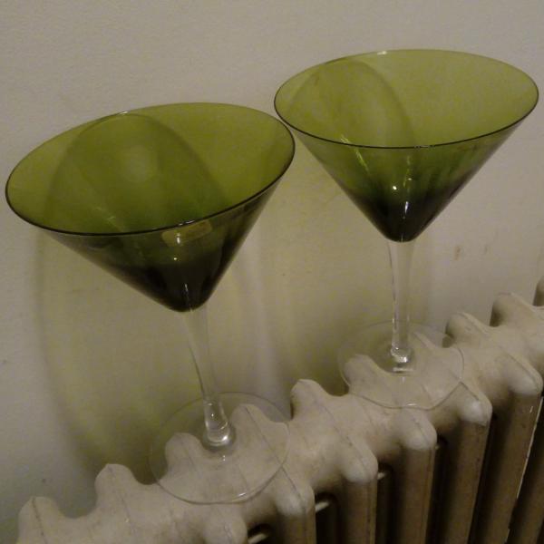 Photo of Martini Flute Green Glasses Clear Stem