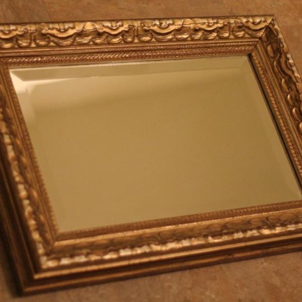 Photo of Fancy Gold Tone Thick Wall Mirror Hang