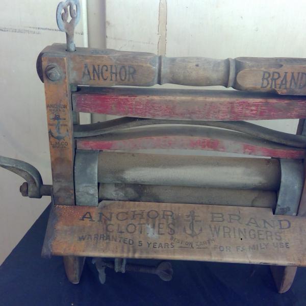 Photo of Antique clothes ringer & wash board  set