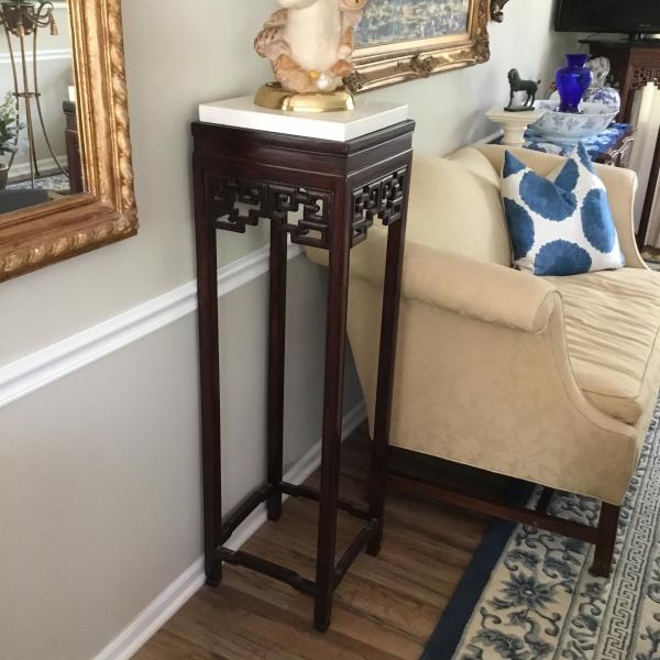 Photo of 2 Tall Wood Stand Tables