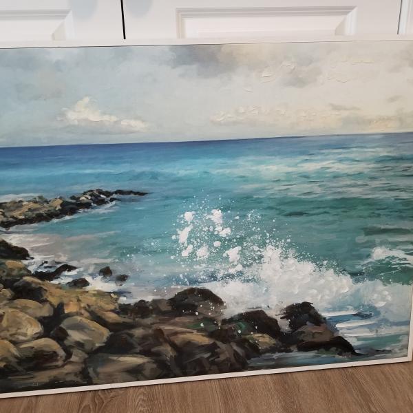 Photo of Framed canvas  splashing  ocean.