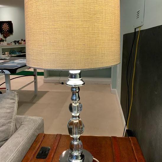 Photo of Modern Chrome and Glass Table Lamp