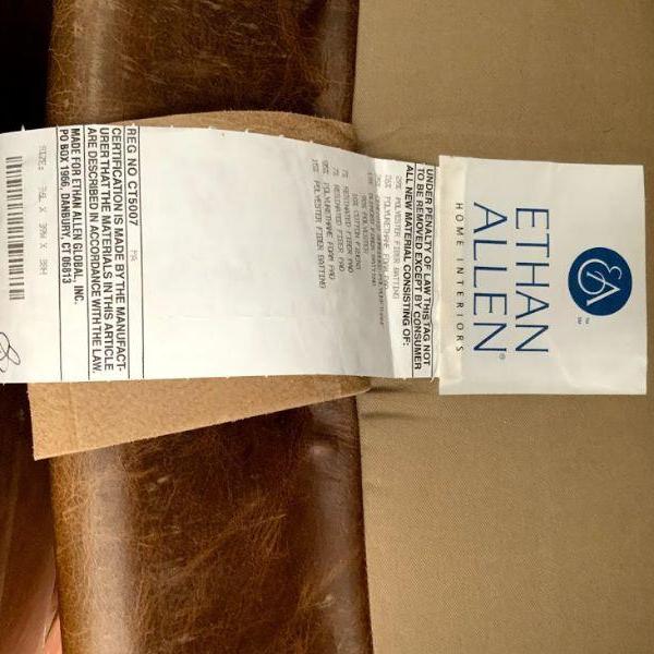 Photo of Ethan Allen Leather Chair and Ottoman