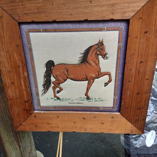 Photo of Unique fabric art in custom handcrafted wooden frame