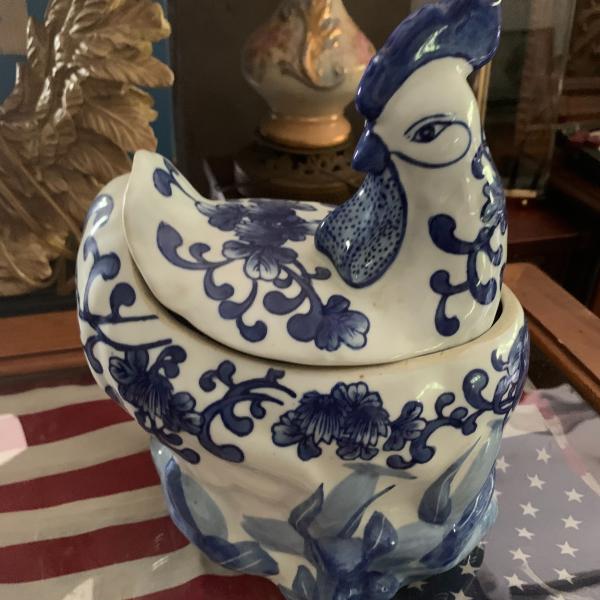 Photo of Delft Blue Rooster Cookie Porcelain Jar! 973-600-3177