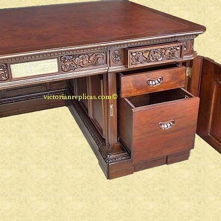 Photo of Victorian Replicas Resolute desk and file cabinet