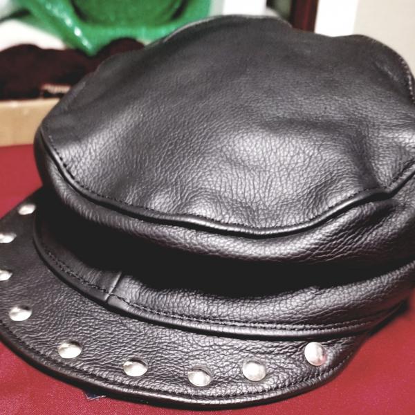 Photo of Women's Motorcycle Hat, One SZ Adjustable, Genuine Leather