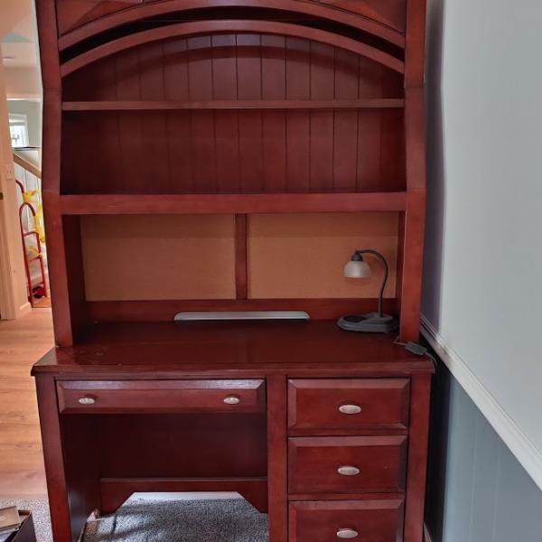 Photo of SOLID WOOD TWO PIECE DESK WITH HUTCH