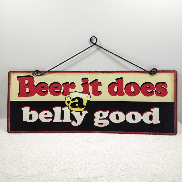 Photo of "Beer, It Does A Belly Good" Metal Sign Wall Decor