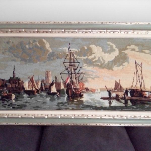 Photo of Framed Vintage Needlepoint Wall Tapestry