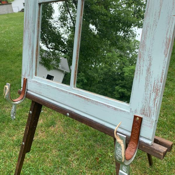 Photo of Farmhouse mirror with spurs for coat /Hat Hanger ! 