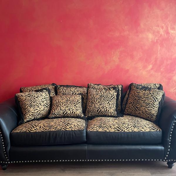 Photo of Zebra Print Sofa and Love Seat