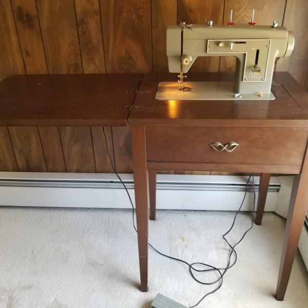 Photo of Old Sears Kenmore Sewing Machine in Wood Cabinet #5186