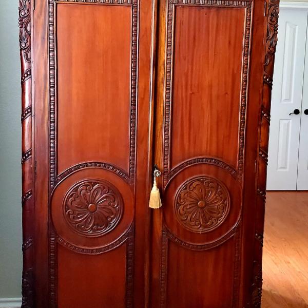 Photo of Antique Mahogany Handcarved Armoire and Bedroom Set