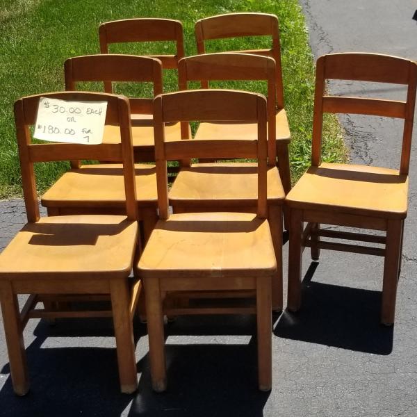 Photo of Vintage Wood School Chairs
