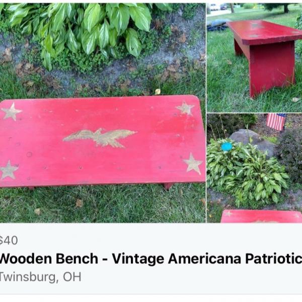 Photo of Vintage Patriotic Wooden Bench 