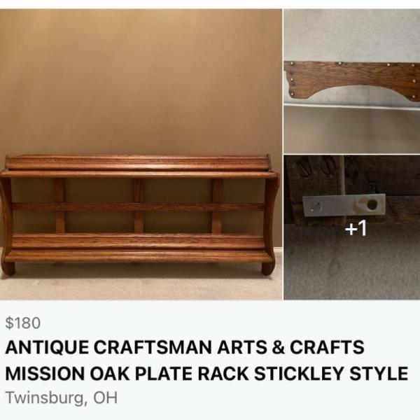 Photo of Antique Craftsman Mission style plate rack 
