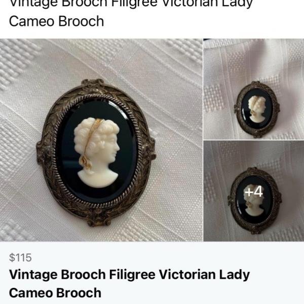Photo of Vintage Filigree Cameo Brooch 