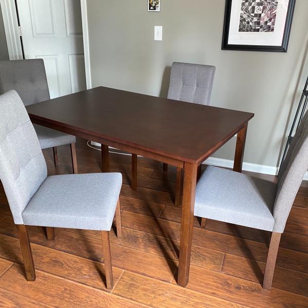 Photo of Dining Room Table for sale with 4 cushioned chairs